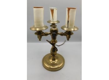 Vintage Polished Brass Candelabra Style Table Lamp - No Plug