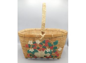 Decorative Strawberry Pattern Wicker Basket