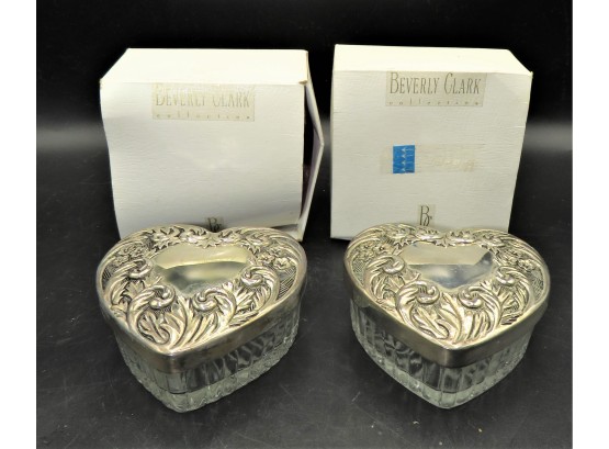 Beverly Clark Collection 3D Crystal Heart Box - Set Of 2 - In Original Boxes
