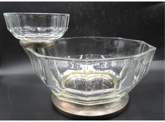 Glass Serving Bowl With Matching Dip Bowl - Set Of 2