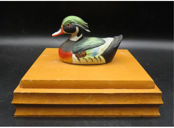 Wood Playing Card Box With Duck On Top