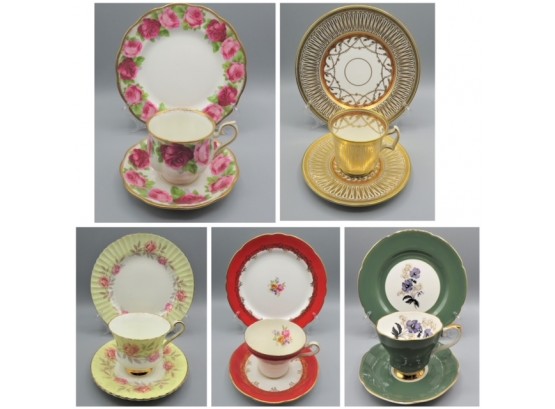 Assorted Lot Of Mixed Teacups & Saucers - 5 Sets