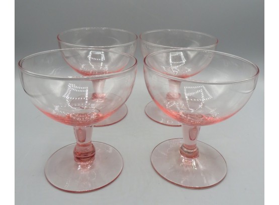 Stemmed Pink Tinted Glasses - Set Of 4