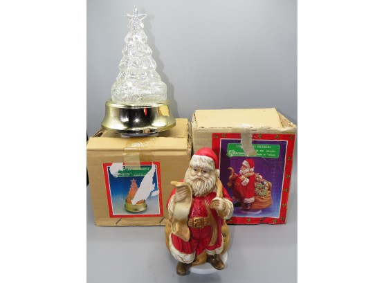 Christmas Around The World Musical Santa & Rainbow Lite Tree - Set Of 2 - In Original Box