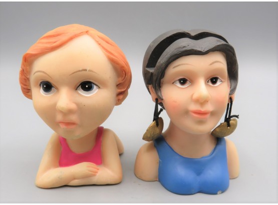 Lady Head Figurine Place Card Holders - Set Of 2