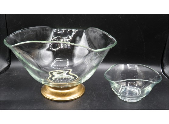 Glass Serving Bowl And Dip Bowl - Set Of 2