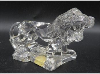 Crystal Clear Lead Crystal Lion Figurine - Made In Italy