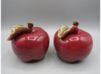 Ceramic Red Apple Table Decor - Set Of 2