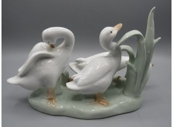 Ceramic 3 White Ducks Figurine