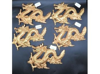 Fortunoff Gold-tone Plastic Dragon Ornaments - Set Of 5