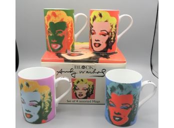 Block Andy Warhol Marilyn Monroe Print - Set Of 4 Assorted Mugs - In Original Box