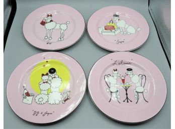 American Atelier At Home Pink Poodle Porcelain Dishes - Set Of 4