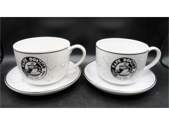 Signature Housewares Incorp. Stoneware 'cafe Domino' Mug And Saucer - Set Of 2