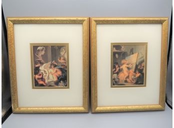 Gold Framed Cherub Prints - Set Of 2