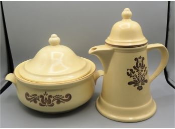 Pfaltzgraff Carafe & Handled Serving Bowl  With Lid - Set Of 2