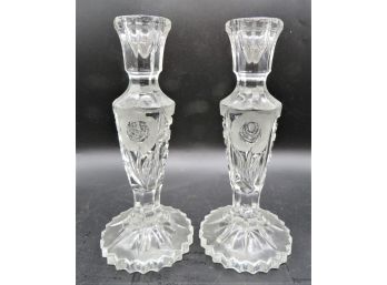Lovely Cut-glass Candlestick Holders - Set Of 2