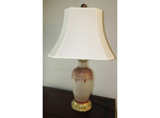 Beautiful Glass Table Lamp W/ Shade - Tested
