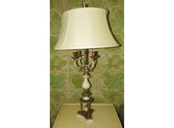 Pair Of 2 Vintage Ornate Lamps - Bronze - Heavy Base - Piece Of Lamp Broken