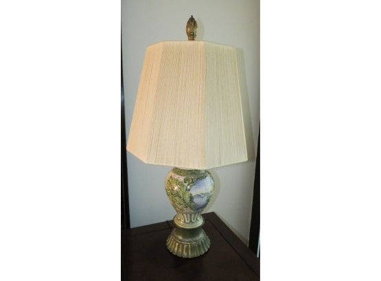 Stunning Vintage Ceramic Lamp W/ Shade - Tested