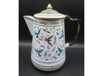 Rare - Georges Briard Enamelware 'Birds' Coffee Pot