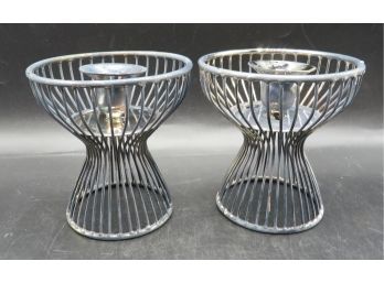 Pair Of Silver Plated Candle Holders