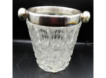 Beautiful Heavy Glass/silver Plated Ice Bucket