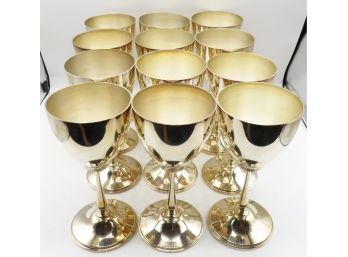 Beautiful Set Of 12 Silver Plated Goblets- Made In Spain