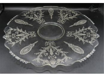 Vintage Glass Serving Tray W/ Ornate Design