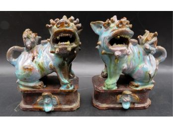Rare - Pair Of Foo Dogs - Shishi - Stone Lions