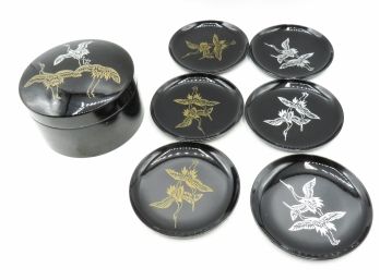 Chinese Lacquer Coaster Set - 6 Small Coasters