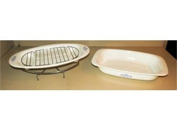 Lot Of 2 Corning Ware Roaster & Platter - Made In USA - Vintage - Collectable