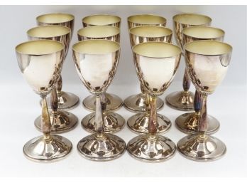Beautiful Set Of 12 Silver Plated Goblets - Made In Spain