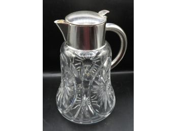Vintage Glass Tea/coffee Pot W/ Silverplated Top