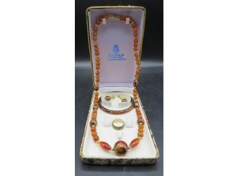 Golden Wave Cloisonne CO, LTD Jewelry Set - Necklace, Ring, Earrings, Bracelet