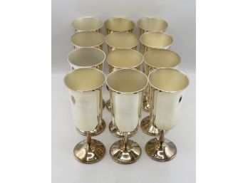 Beautiful Set Of 12 Silver Plated Goblets - Made In Spain