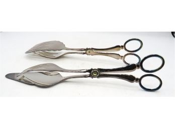 Sheffield - Silverplated Tongs - Made In England Set Of 2