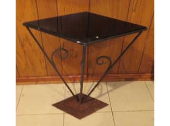 Decorative End Table W/ Glass Top - Metal Frame