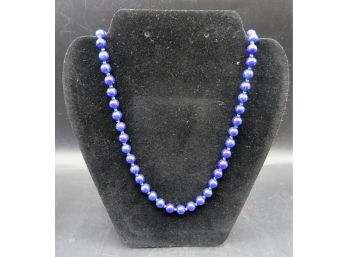 Blue Beaded Necklace - Clasp Says 'silver'