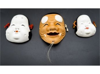 Lot Of 3 Ceramic Chinese Masks