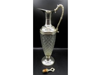 Vintage 1930s Made In Italy Waffle Crystal Decanter - Elegant Barware - Winde Decanter