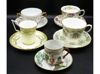 Lot Of Assorted Fine China Tea Cups W/ Matching Dish