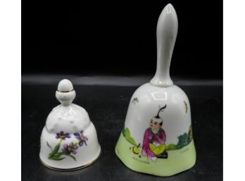 2 Beautiful Porcelain Bells - 'bermudiana' Oakley China LTD - Hand Painted