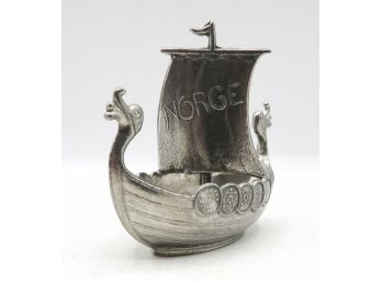 Handcrafted Miniature - Vintage Norway Norge Pewter Viking Boat Ship