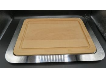 Wooden Cutting Board W/ Tray - INOX 18 - Made In Italy