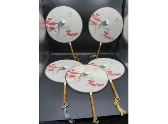 Lot Of 5 Chinese Silk Hand Fans -