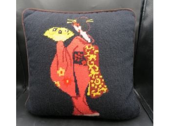 Needle Point Decorative Pillow - Geisha Girl