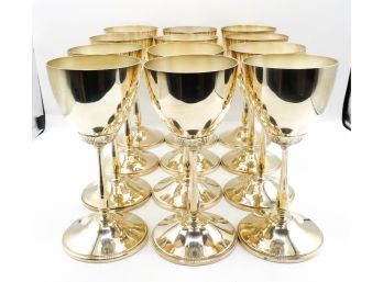 Beautiful Set Of 12 Silver Plated Goblets- Made In Spain