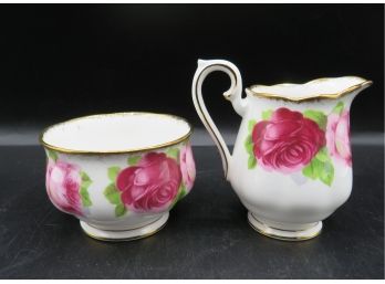 Sugar Bowl And Creamer Set - Old English Rose - Made In England - Bone China