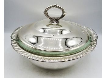 William Rogers Silverplated Covered Casserole  Dish W/ Pyrex Insert