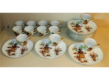 Lovely Chinese Lunch/Snack Plate And Cup, Set Of 12, Tea Set